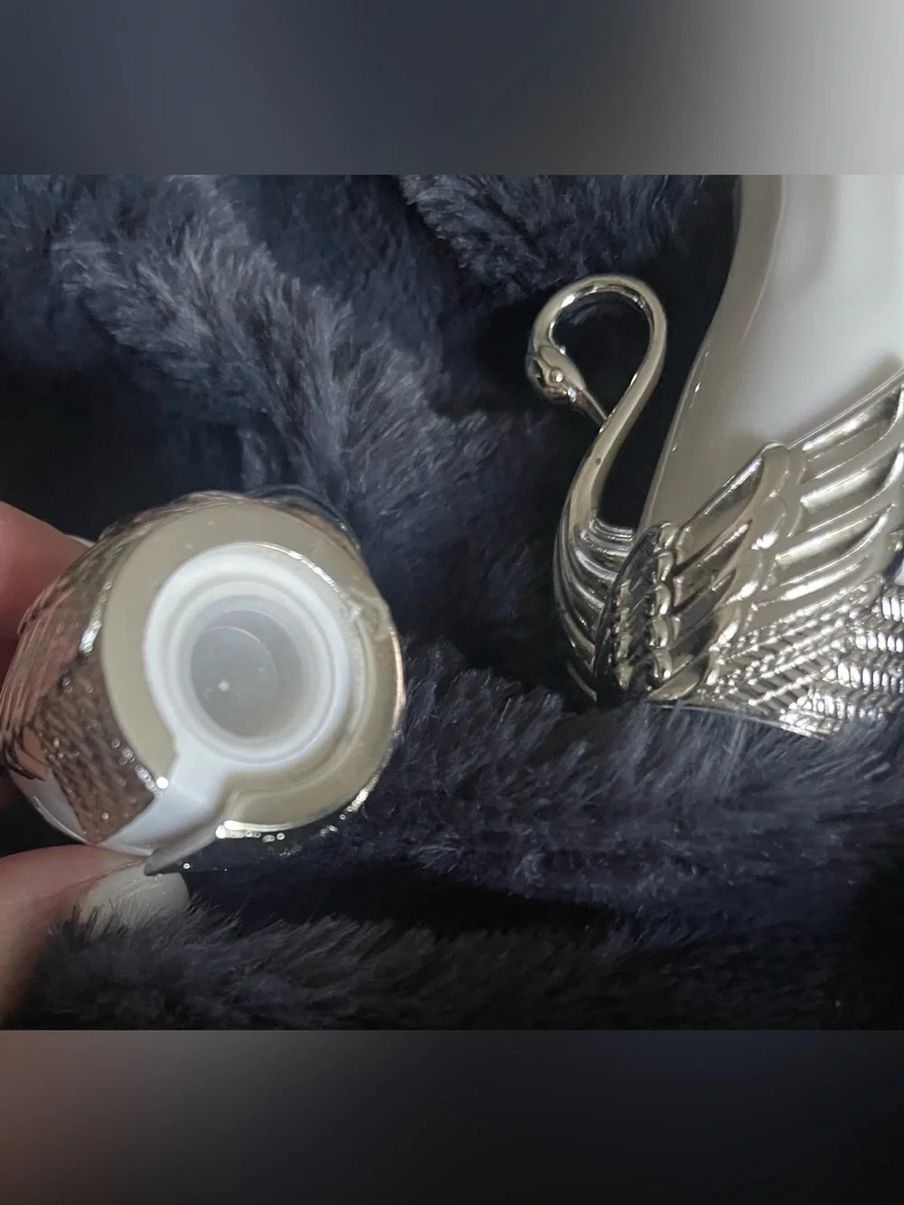 VINTAGE Art Nouveau Silver Plated Swans Porcelain Salt & Pepper Shakers Birds